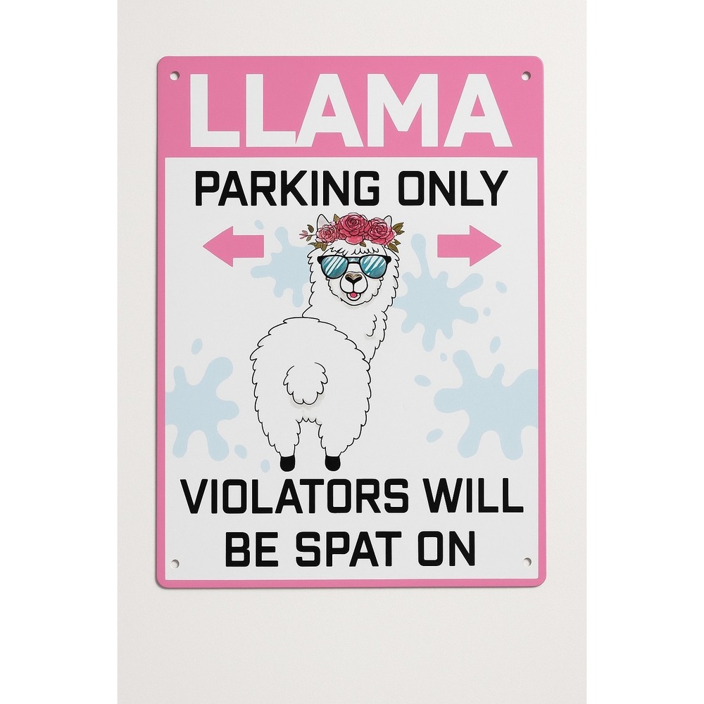 Llama Parking Only Metal Sign Funny Novelty Wall Décor Farm Animal Gift 8x12
